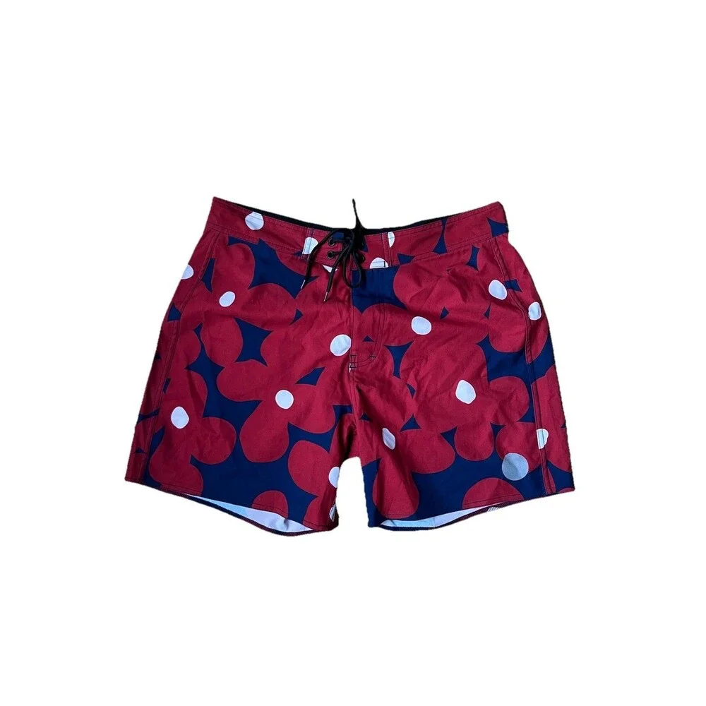 Saturdays NYC Grant Boardshort Swimsuit Red Navy Floral Size 30/XS